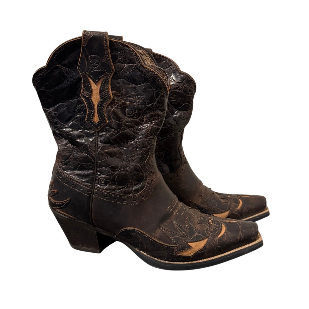 Ariat Dahlia Cowgirl Boots Womens 7.5B Brown Leather Cutter Toe Western Rodeo